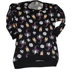 Disney Nightmare Before Christmas Sweatshirt Women's M Black Halloween Print‎